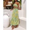 imageZESICA Womens 2025 Summer Bohemian Floral Printed Elastic Waist A Line Maxi Skirt with PocketsChartreuse