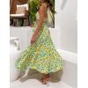 imageZESICA Womens 2025 Summer Bohemian Floral Printed Elastic Waist A Line Maxi Skirt with PocketsChartreuse