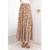 imageZESICA Womens 2025 Summer Bohemian Floral Printed Elastic Waist A Line Maxi Skirt with PocketsClay