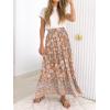 imageZESICA Womens 2025 Summer Bohemian Floral Printed Elastic Waist A Line Maxi Skirt with PocketsClay