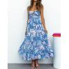 imageZESICA Womens 2025 Summer Bohemian Floral Printed Elastic Waist A Line Maxi Skirt with PocketsCobalt