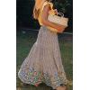 imageZESICA Womens 2025 Summer Bohemian Floral Printed Elastic Waist A Line Maxi Skirt with PocketsCream