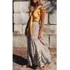 imageZESICA Womens 2025 Summer Bohemian Floral Printed Elastic Waist A Line Maxi Skirt with PocketsCream