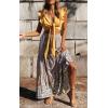imageZESICA Womens 2025 Summer Bohemian Floral Printed Elastic Waist A Line Maxi Skirt with PocketsCream