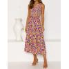 imageZESICA Womens 2025 Summer Bohemian Floral Printed Elastic Waist A Line Maxi Skirt with PocketsDarkpurple