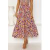 imageZESICA Womens 2025 Summer Bohemian Floral Printed Elastic Waist A Line Maxi Skirt with PocketsDarkpurple