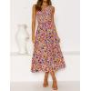 imageZESICA Womens 2025 Summer Bohemian Floral Printed Elastic Waist A Line Maxi Skirt with PocketsDarkpurple