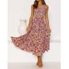imageZESICA Womens 2025 Summer Bohemian Floral Printed Elastic Waist A Line Maxi Skirt with PocketsDarkpurple