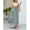 imageZESICA Womens 2025 Summer Bohemian Floral Printed Elastic Waist A Line Maxi Skirt with PocketsFloral Green