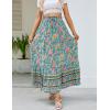 imageZESICA Womens 2025 Summer Bohemian Floral Printed Elastic Waist A Line Maxi Skirt with PocketsFloral Green