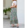 imageZESICA Womens 2025 Summer Bohemian Floral Printed Elastic Waist A Line Maxi Skirt with PocketsFloral Green