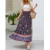 imageZESICA Womens 2025 Summer Bohemian Floral Printed Elastic Waist A Line Maxi Skirt with PocketsFloral Navy
