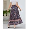 imageZESICA Womens 2025 Summer Bohemian Floral Printed Elastic Waist A Line Maxi Skirt with PocketsFloral Navy