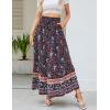 imageZESICA Womens 2025 Summer Bohemian Floral Printed Elastic Waist A Line Maxi Skirt with PocketsFloral Navy