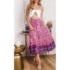 imageZESICA Womens 2025 Summer Bohemian Floral Printed Elastic Waist A Line Maxi Skirt with PocketsFloral Purple