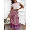 imageZESICA Womens 2025 Summer Bohemian Floral Printed Elastic Waist A Line Maxi Skirt with PocketsFloral Purple