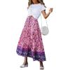 imageZESICA Womens 2025 Summer Bohemian Floral Printed Elastic Waist A Line Maxi Skirt with PocketsFloral Purple