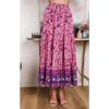 imageZESICA Womens 2025 Summer Bohemian Floral Printed Elastic Waist A Line Maxi Skirt with PocketsFloral Purple
