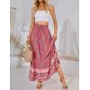 imageZESICA Womens 2025 Summer Bohemian Floral Printed Elastic Waist A Line Maxi Skirt with PocketsFloral Red