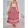 imageZESICA Womens 2025 Summer Bohemian Floral Printed Elastic Waist A Line Maxi Skirt with PocketsFloral Red