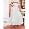imageZESICA Womens 2025 Summer Bohemian Floral Printed Elastic Waist A Line Maxi Skirt with PocketsIvory