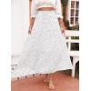 imageZESICA Womens 2025 Summer Bohemian Floral Printed Elastic Waist A Line Maxi Skirt with PocketsIvory