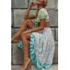 imageZESICA Womens 2025 Summer Bohemian Floral Printed Elastic Waist A Line Maxi Skirt with PocketsLake Blue