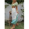 imageZESICA Womens 2025 Summer Bohemian Floral Printed Elastic Waist A Line Maxi Skirt with PocketsLake Blue