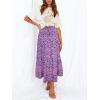 imageZESICA Womens 2025 Summer Bohemian Floral Printed Elastic Waist A Line Maxi Skirt with PocketsLightpurple