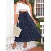 imageZESICA Womens 2025 Summer Bohemian Floral Printed Elastic Waist A Line Maxi Skirt with PocketsNavyblue