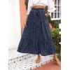 imageZESICA Womens 2025 Summer Bohemian Floral Printed Elastic Waist A Line Maxi Skirt with PocketsNavyblue