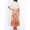 imageZESICA Womens 2025 Summer Bohemian Floral Printed Elastic Waist A Line Maxi Skirt with PocketsPeach