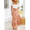 imageZESICA Womens 2025 Summer Bohemian Floral Printed Elastic Waist A Line Maxi Skirt with PocketsPeach