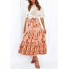 imageZESICA Womens 2025 Summer Bohemian Floral Printed Elastic Waist A Line Maxi Skirt with PocketsPeach