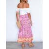 imageZESICA Womens 2025 Summer Bohemian Floral Printed Elastic Waist A Line Maxi Skirt with PocketsPinkpurple
