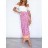 imageZESICA Womens 2025 Summer Bohemian Floral Printed Elastic Waist A Line Maxi Skirt with PocketsPinkpurple