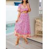 imageZESICA Womens 2025 Summer Bohemian Floral Printed Elastic Waist A Line Maxi Skirt with PocketsPinkpurple