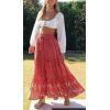 imageZESICA Womens 2025 Summer Bohemian Floral Printed Elastic Waist A Line Maxi Skirt with PocketsRed2