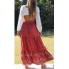 imageZESICA Womens 2025 Summer Bohemian Floral Printed Elastic Waist A Line Maxi Skirt with PocketsRed2