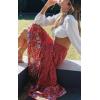 imageZESICA Womens 2025 Summer Bohemian Floral Printed Elastic Waist A Line Maxi Skirt with PocketsRed2