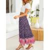 imageZESICA Womens 2025 Summer Bohemian Floral Printed Elastic Waist A Line Maxi Skirt with PocketsRoyalblue