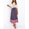 imageZESICA Womens 2025 Summer Bohemian Floral Printed Elastic Waist A Line Maxi Skirt with PocketsRoyalblue