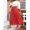 imageZESICA Womens 2025 Summer Bohemian Floral Printed Elastic Waist A Line Maxi Skirt with PocketsTomato