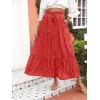 imageZESICA Womens 2025 Summer Bohemian Floral Printed Elastic Waist A Line Maxi Skirt with PocketsTomato