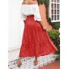 imageZESICA Womens 2025 Summer Bohemian Floral Printed Elastic Waist A Line Maxi Skirt with PocketsTomato