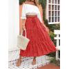 imageZESICA Womens 2025 Summer Bohemian Floral Printed Elastic Waist A Line Maxi Skirt with PocketsTomato