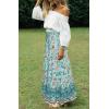 imageZESICA Womens 2025 Summer Bohemian Floral Printed Elastic Waist A Line Maxi Skirt with PocketsTurquoise