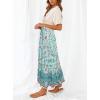 imageZESICA Womens 2025 Summer Bohemian Floral Printed Elastic Waist A Line Maxi Skirt with PocketsTurquoise
