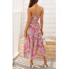 imageZESICA Womens 2025 Summer Bohemian Floral Printed Elastic Waist A Line Maxi Skirt with PocketsViolet