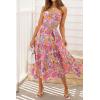 imageZESICA Womens 2025 Summer Bohemian Floral Printed Elastic Waist A Line Maxi Skirt with PocketsViolet